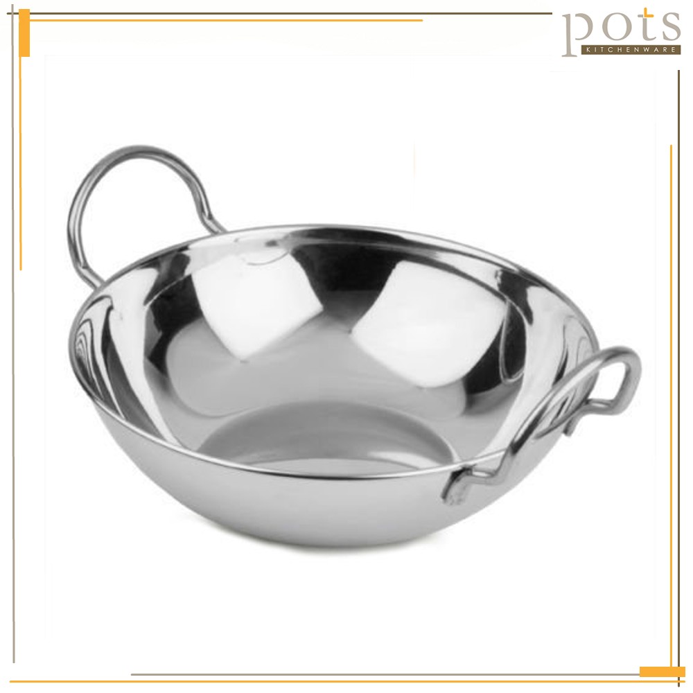 17cm/19cm/23cm Stainless Steel Personal Small Hot Pot Mini Wok Karahi ...
